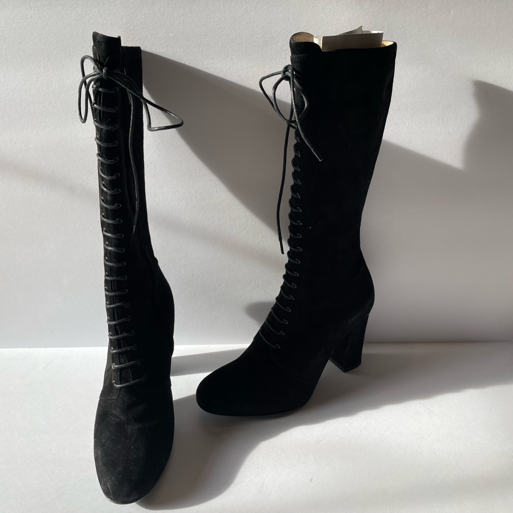 Black Suede Eugenia Kim Amber Lace up Boots